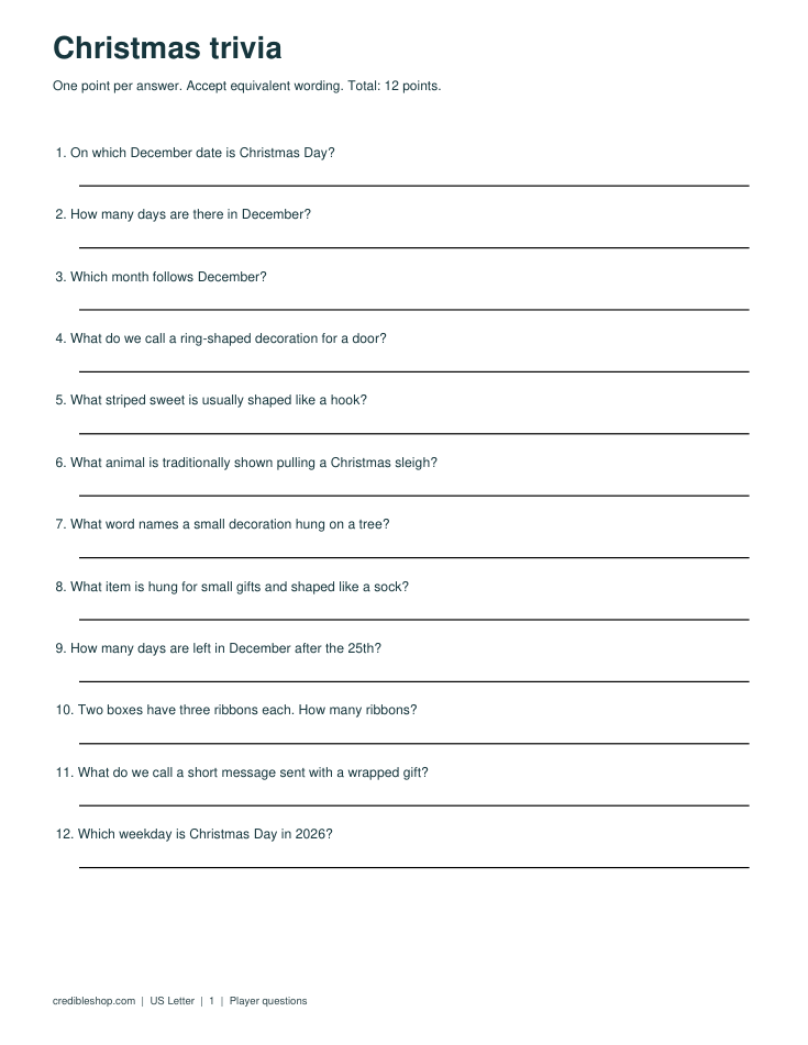 Actual first page of the free printable PDF