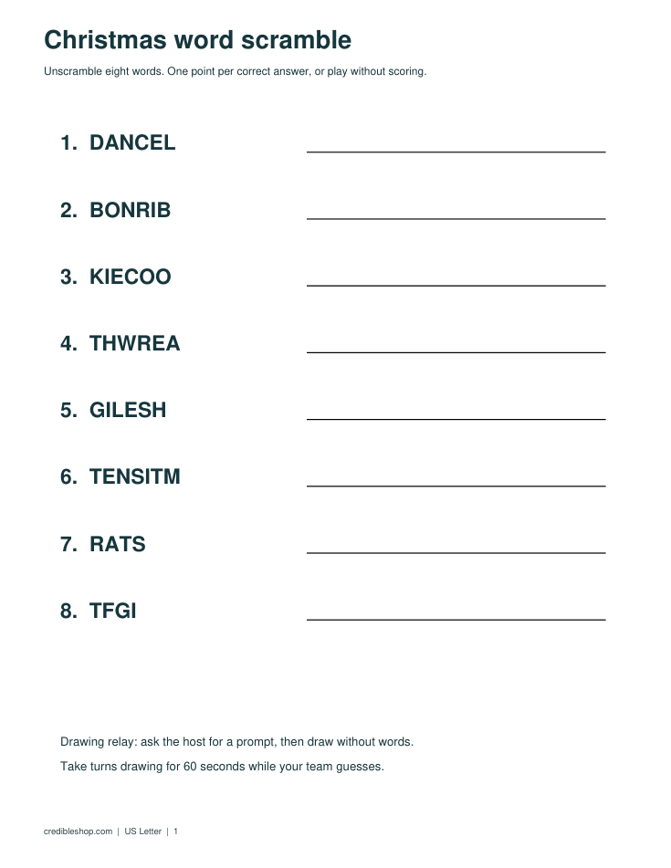 Actual first page of the free printable PDF