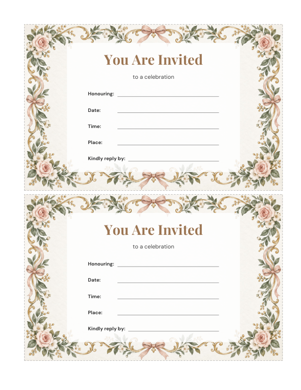 Preview of Printable Classic Invitation Template