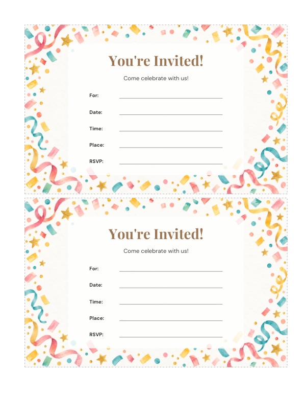 Preview of Confetti Invitation Template