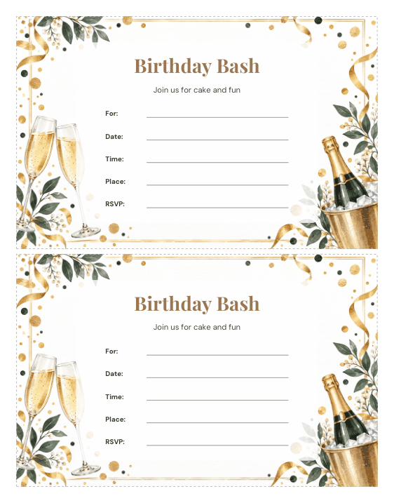 Preview of Free Printable Birthday Invitations for Adults