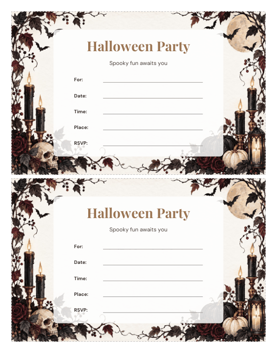 Preview of Halloween Party Invitations for Adults