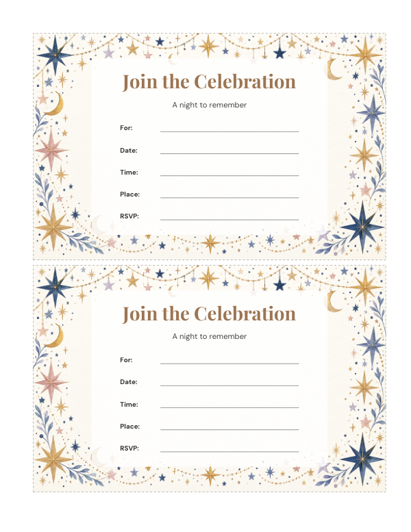 Preview of Printable Stars Invitation Template